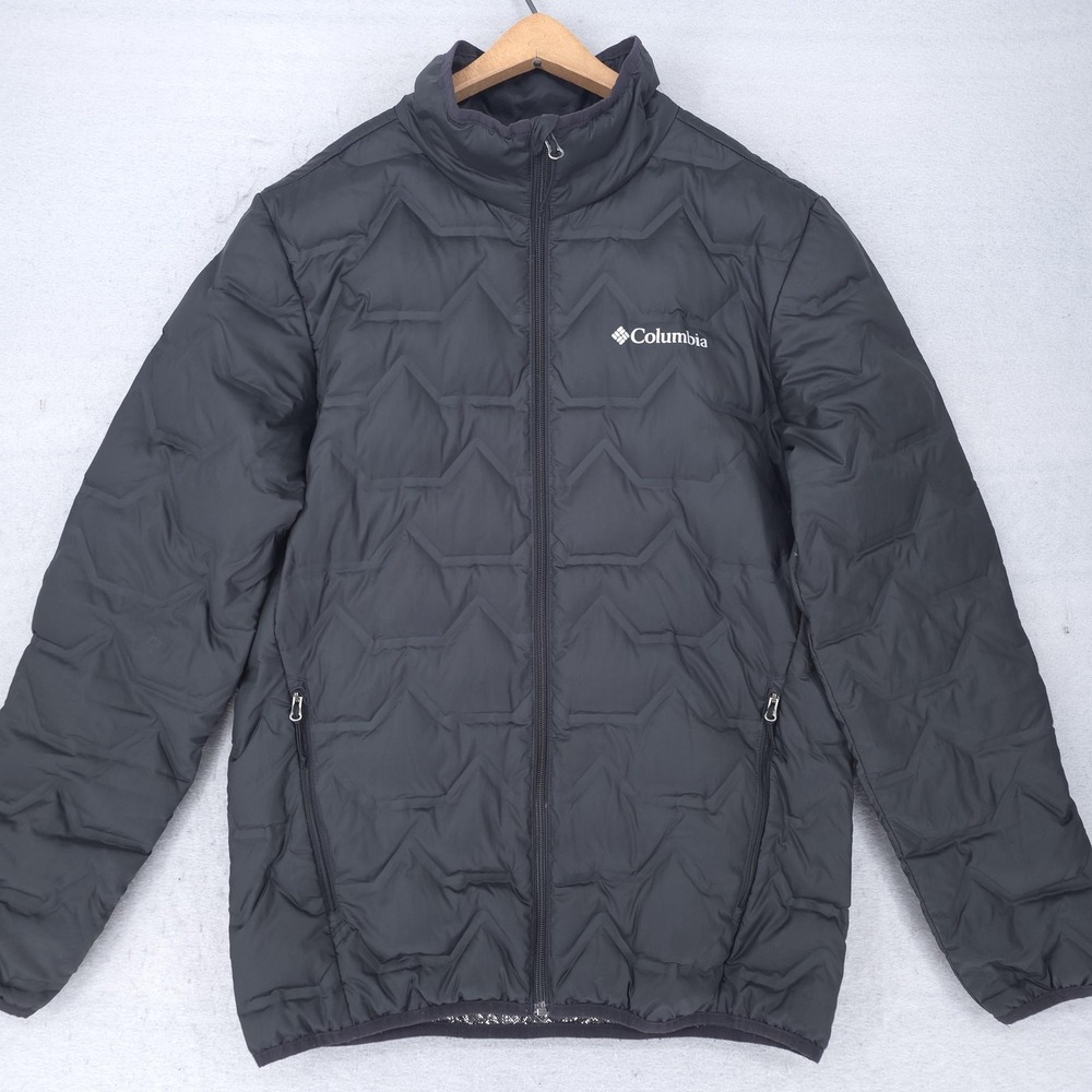 Columbia Jacket Mens Small Black Delta Ridge 650 Down Omni-Heat Puffer Zip